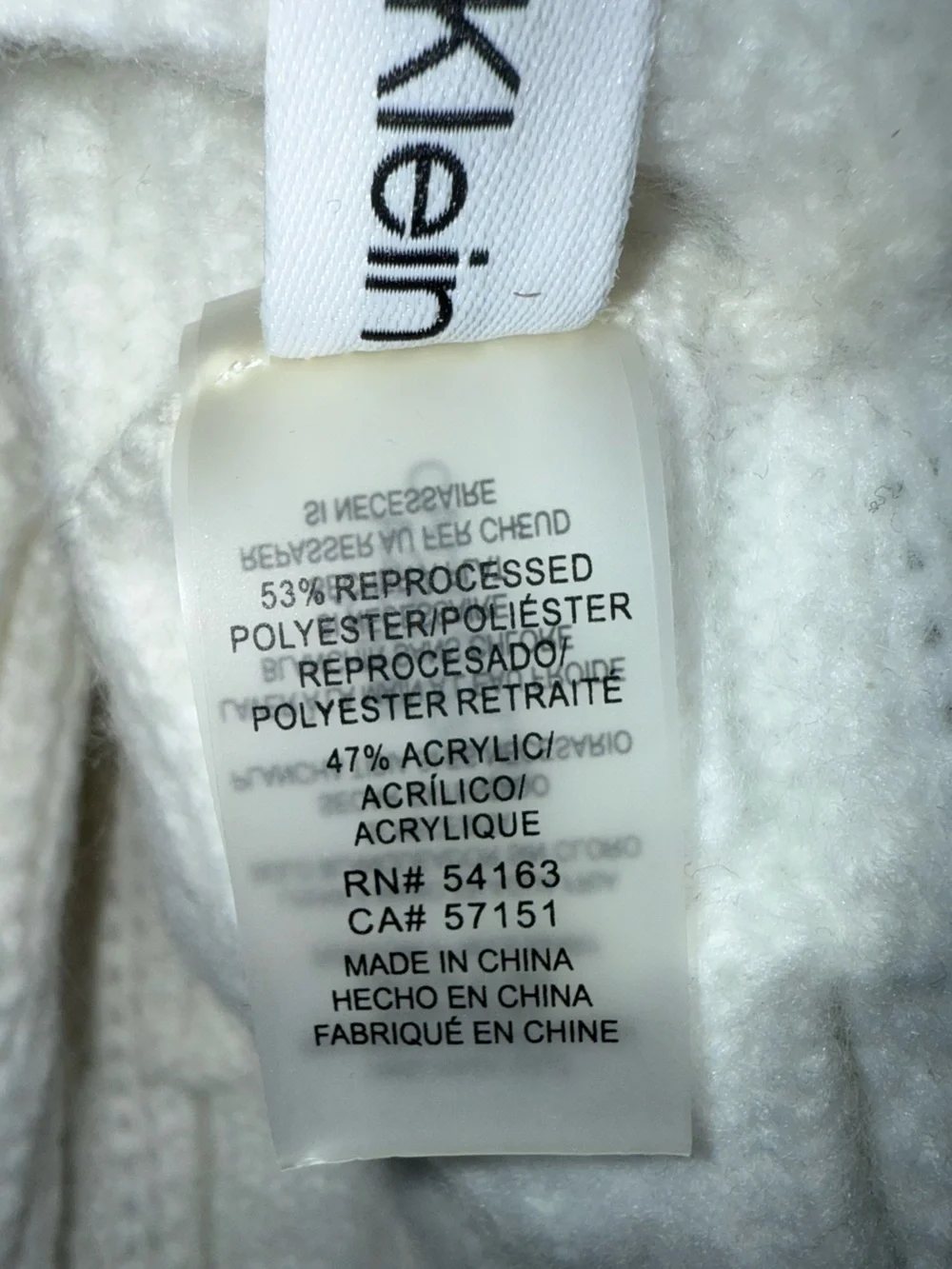 Calvin Klein White Ivory Knitted Infinity Scarf Cozy Warm Wrap 30in x 11.5in